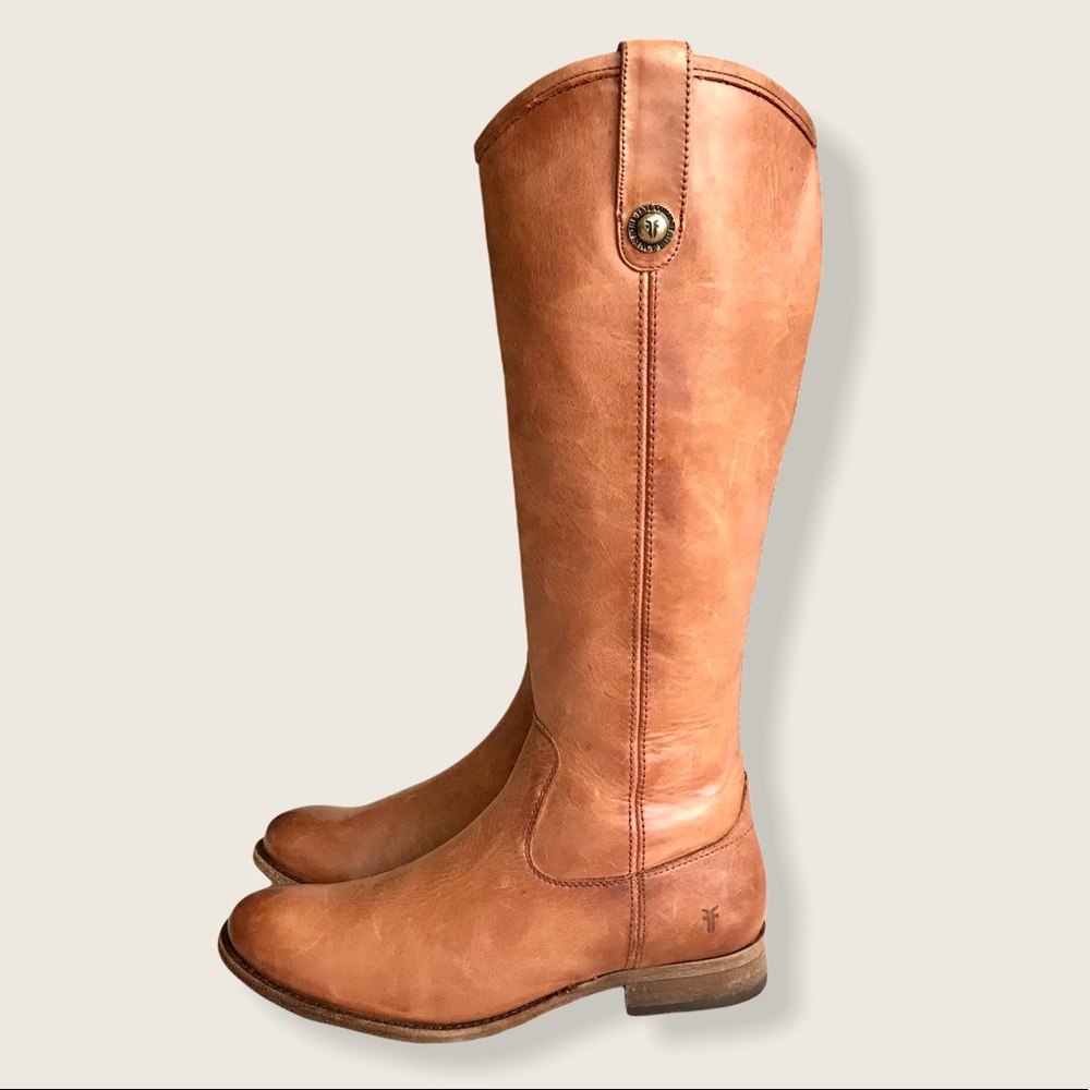 Frye Melissa Button Cognac Leather Casual TallBoot - Picture 9 of 16